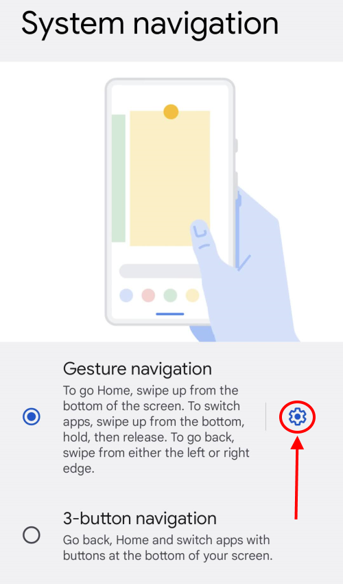 Tap the Gesture navigation settings button to adjust the settings